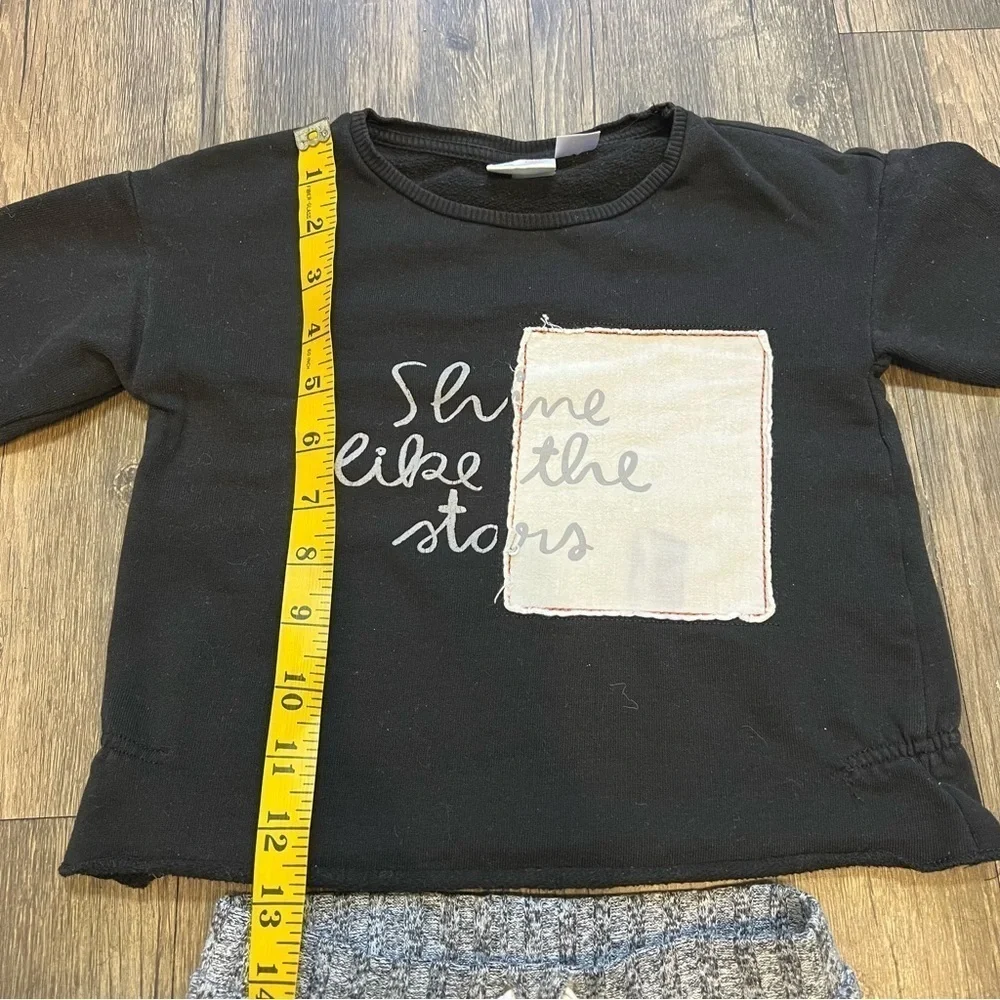 Zara Baby Black Shine Like The Starts Top And Gray Pants Set Size 2/3